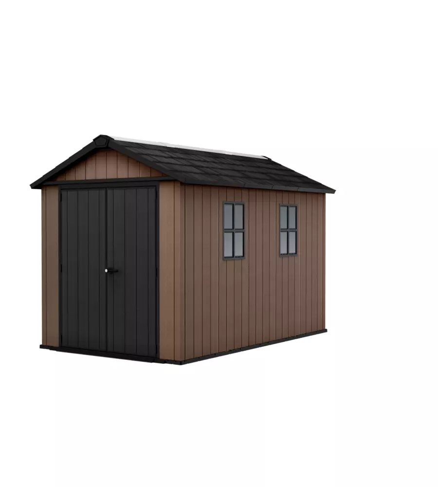 CASETTA DA GIARDINO KETER "NEWTON+ 7511/1175" IN RESINA MARRONE DOPPIA OPZIONE MONTAGGIO 350X230X246 CM