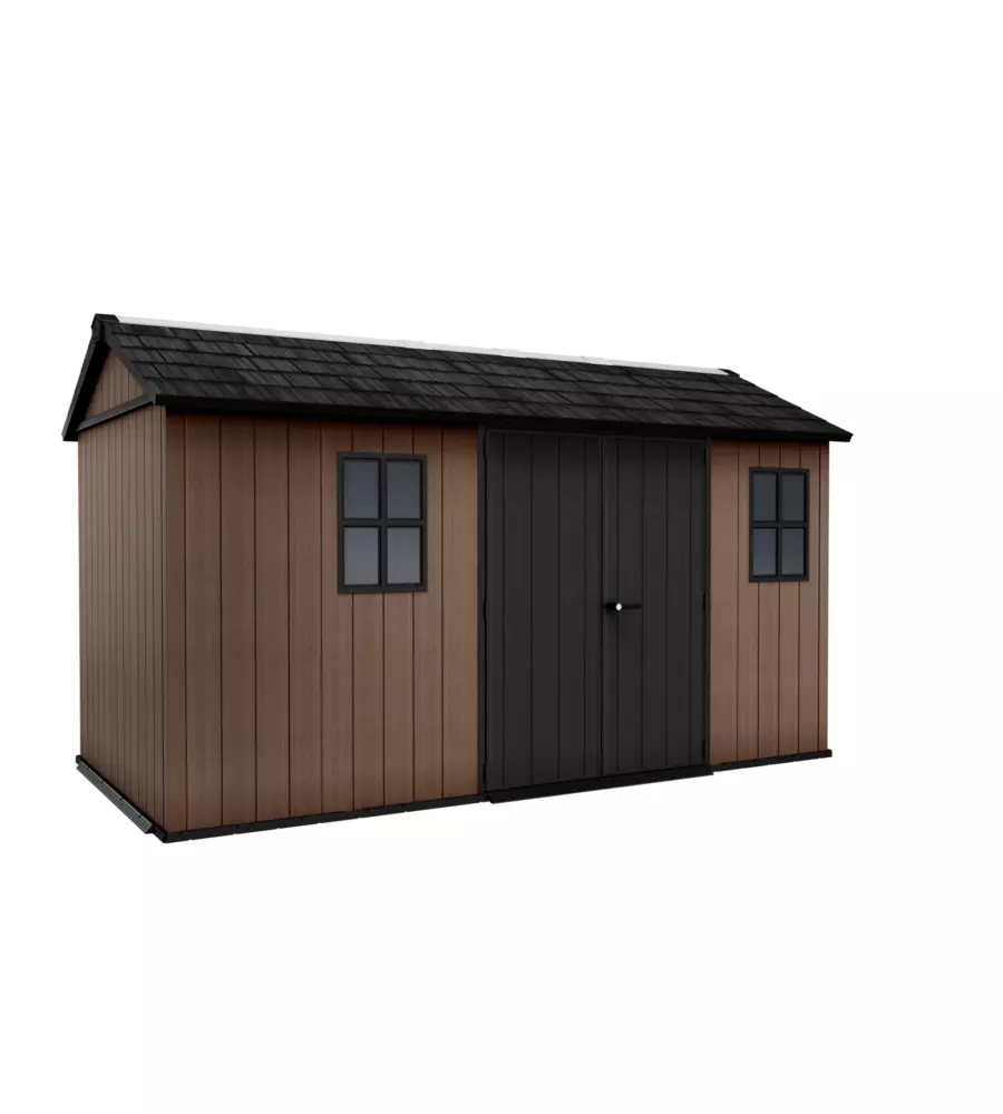CASETTA DA GIARDINO KETER "NEWTON+ 7513/1375" IN RESINA MARRONE DOPPIA OPZIONE MONTAGGIO 413X230X246 CM