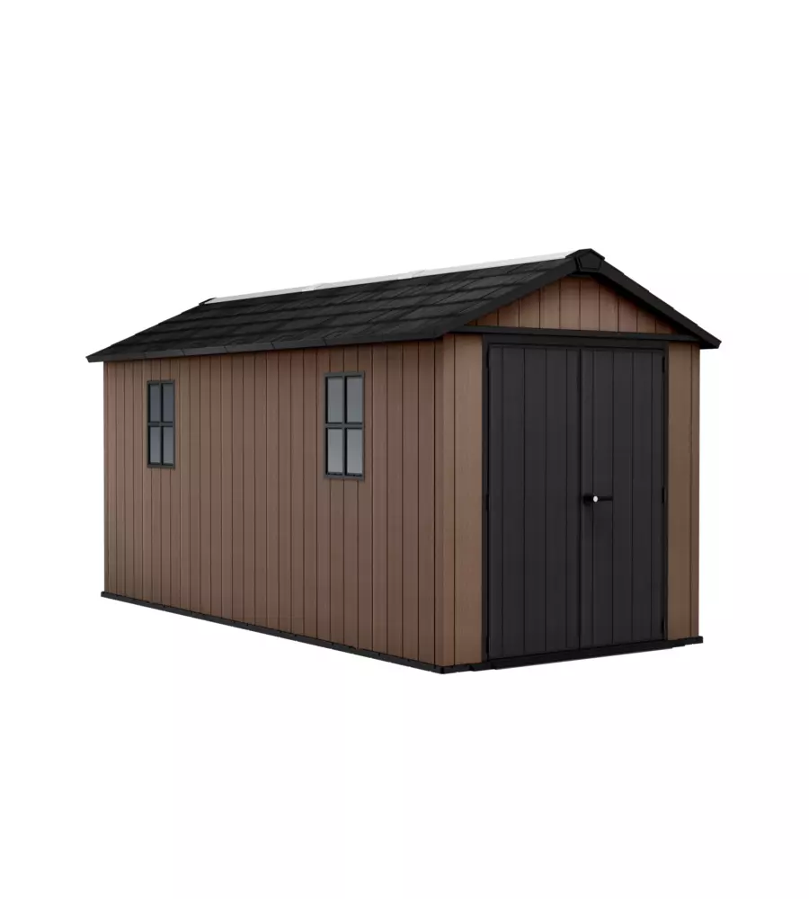 CASETTA DA GIARDINO KETER "NEWTON+ 7515/1575" IN RESINA MARRONE DOPPIA OPZIONE MONTAGGIO 476X230X246 CM
