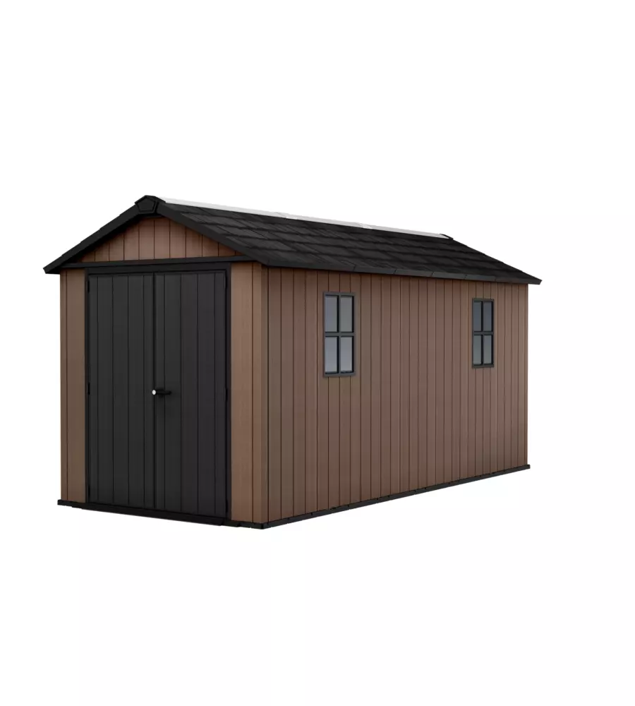 CASETTA DA GIARDINO KETER "NEWTON+ 7515/1575" IN RESINA MARRONE DOPPIA OPZIONE MONTAGGIO 476X230X246 CM