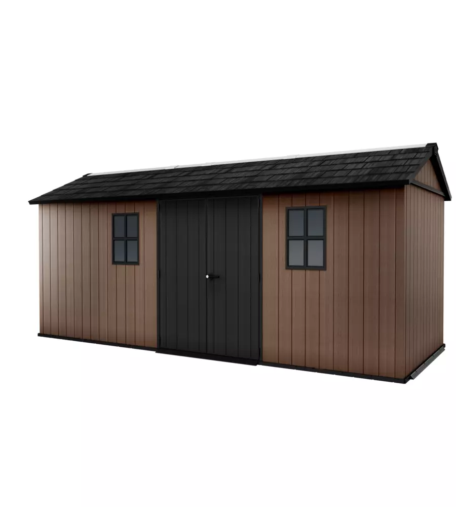 CASETTA DA GIARDINO KETER "NEWTON+ 7517/1775" IN RESINA MARRONE DOPPIA OPZIONE MONTAGGIO 539X230X246 CM