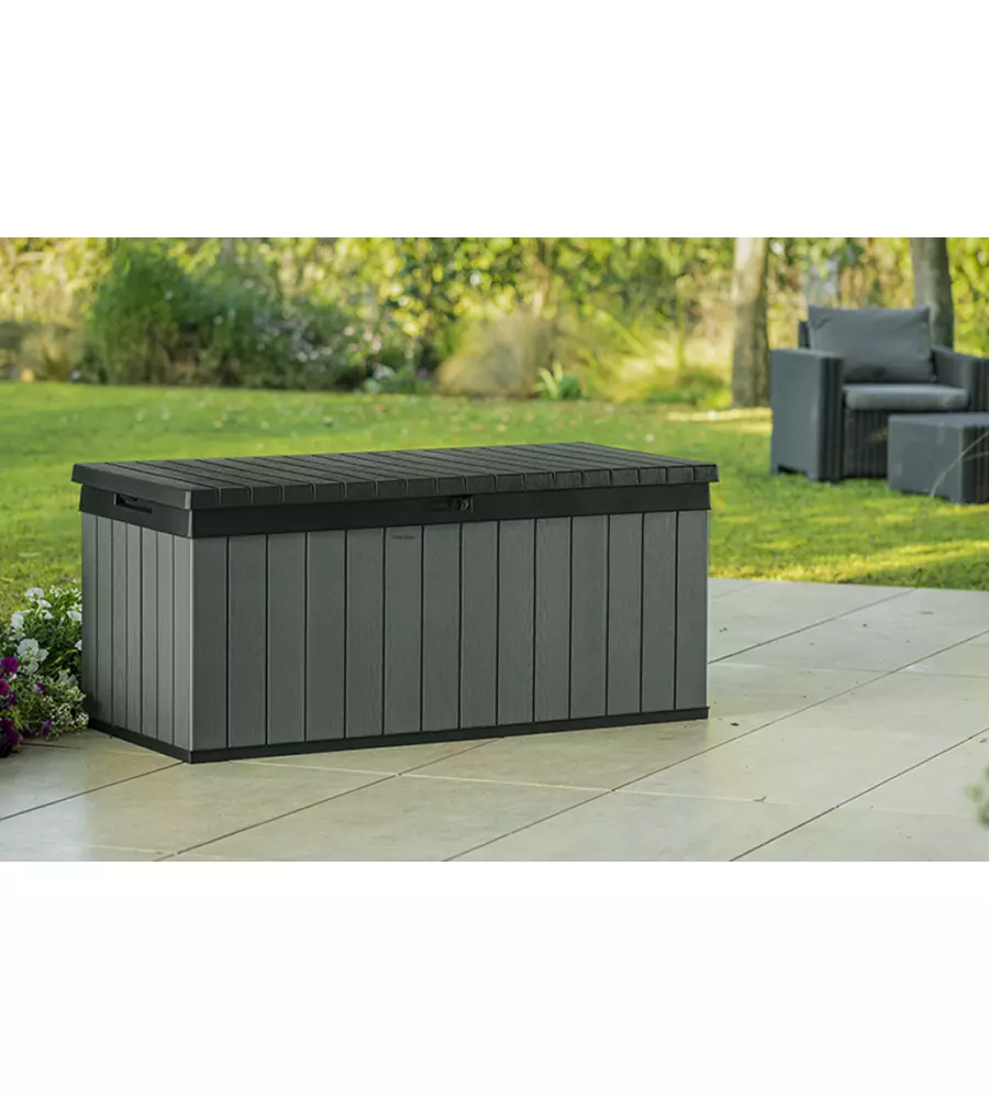 BAULE DA ESTERNO KETER "DARWIN 120G" IN RESINA VERDE EFFETTO LEGNO 454 LT 142,5X65,3X64,3 CM