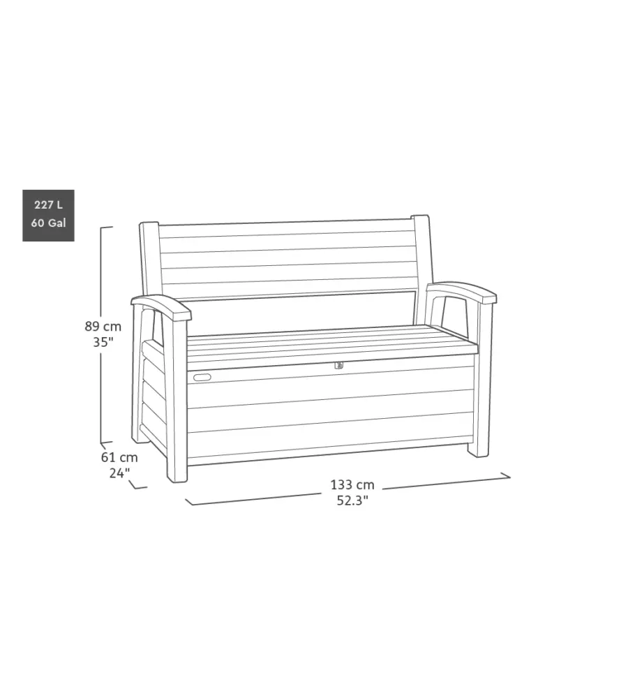 PANCHINA CON CONTENITORE KETER "DECO BENCH" IN RESINA MARRONE EFFETTO LEGNO 227 LT 133X61X89 CM