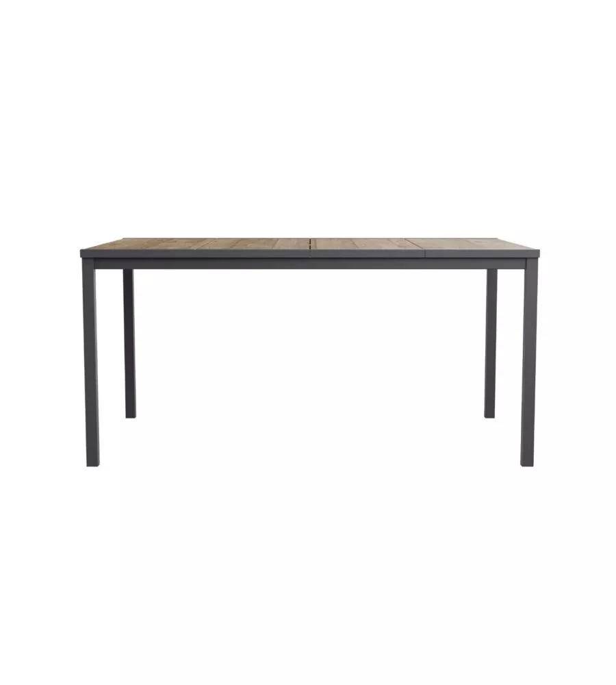 TAVOLO DA ESTERNO KETER "PORTO 160" IN METALLO GRAFITE E PIANO EFFETTO LEGNO FRASSINO 159X95X75 CM
