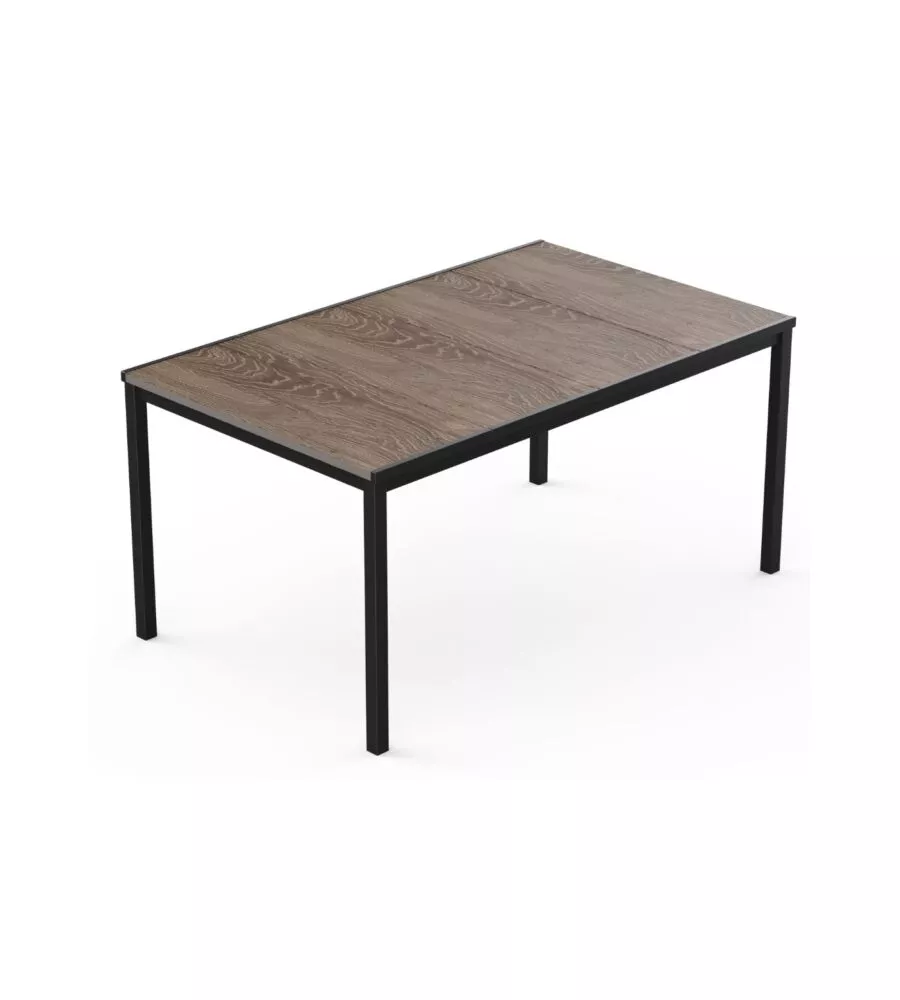 TAVOLO DA ESTERNO KETER "PORTO 160" IN METALLO GRAFITE E PIANO EFFETTO LEGNO FRASSINO 159X95X75 CM