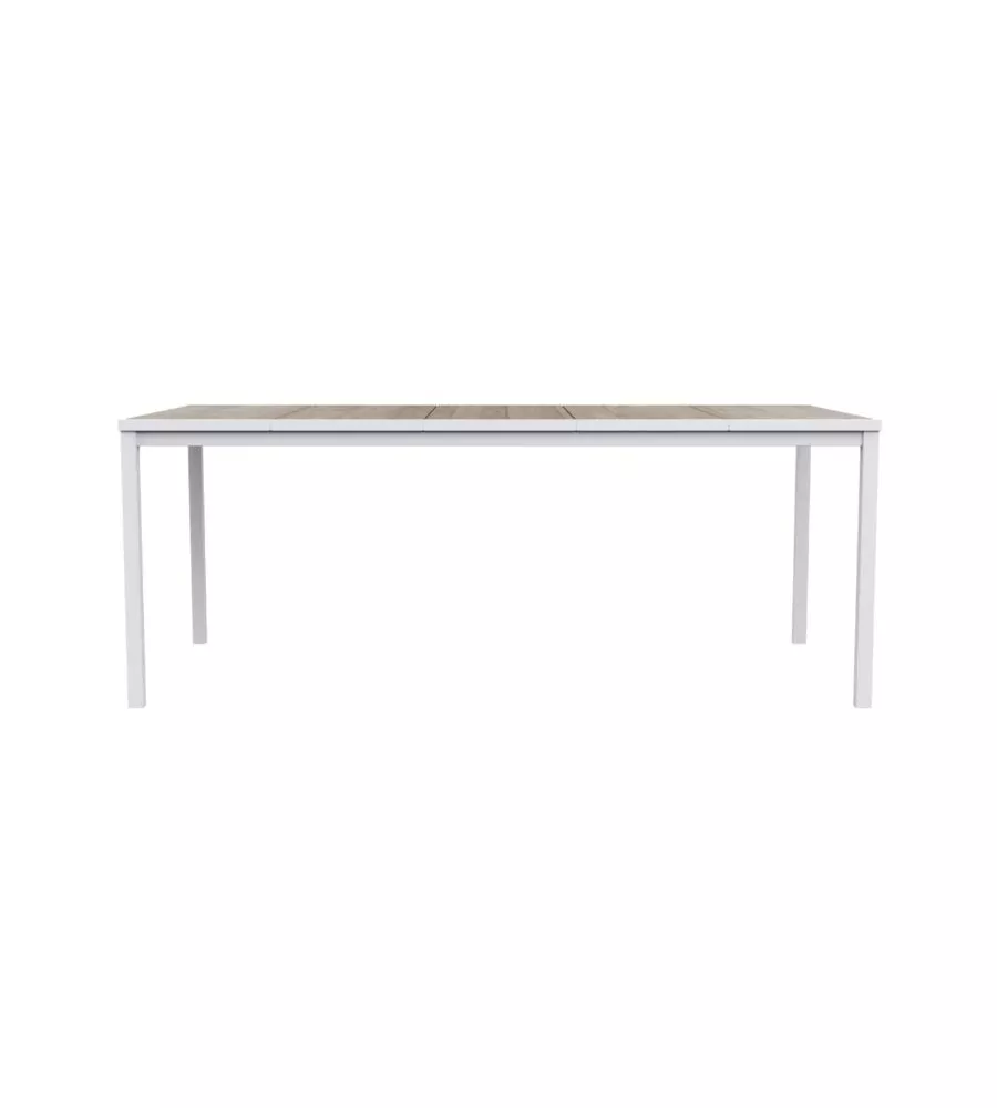 TAVOLO DA ESTERNO KETER "PORTO 200" IN METALLO BIANCO E PIANO EFFETTO LEGNO FRASSINO 200X95X75 CM