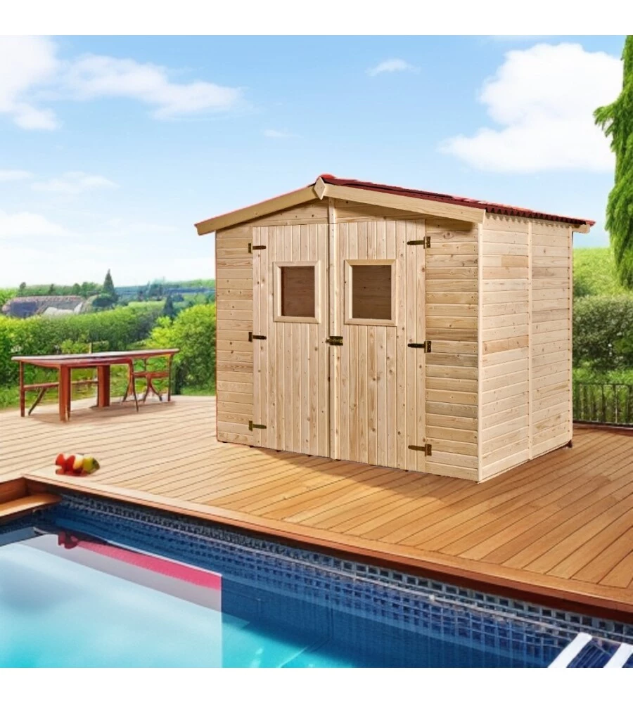 CASETTA IN LEGNO DA GIARDINO HABRITA "EDEN" IN ABETE ROSSO MASSICCIO 270X187X210 CM