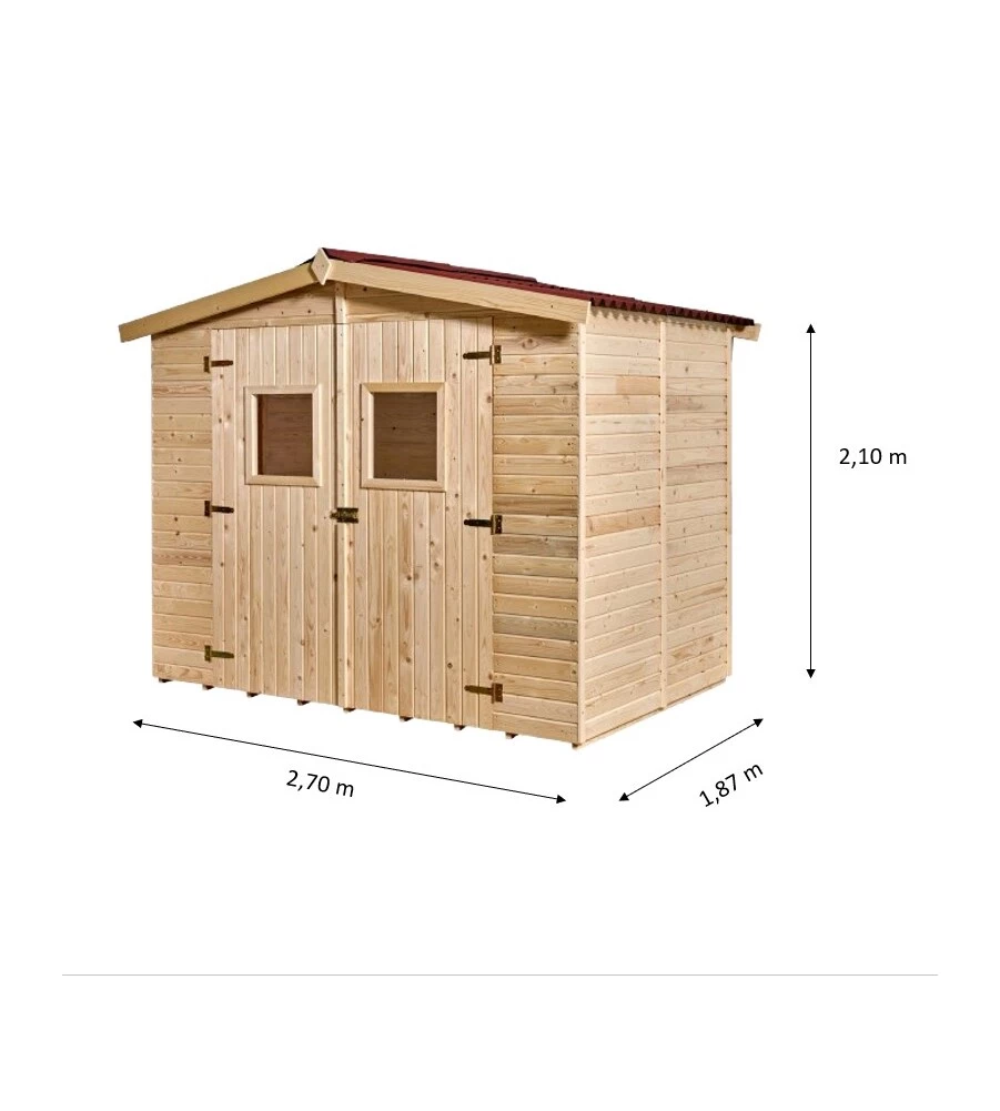 CASETTA IN LEGNO DA GIARDINO HABRITA "EDEN" IN ABETE ROSSO MASSICCIO 270X187X210 CM