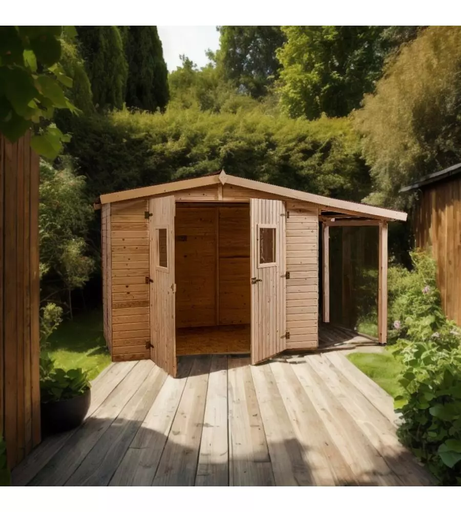 CASETTA IN LEGNO DA GIARDINO HABRITA "EDEN" IN ABETE ROSSO MASSICCIO 370X187X210 CM