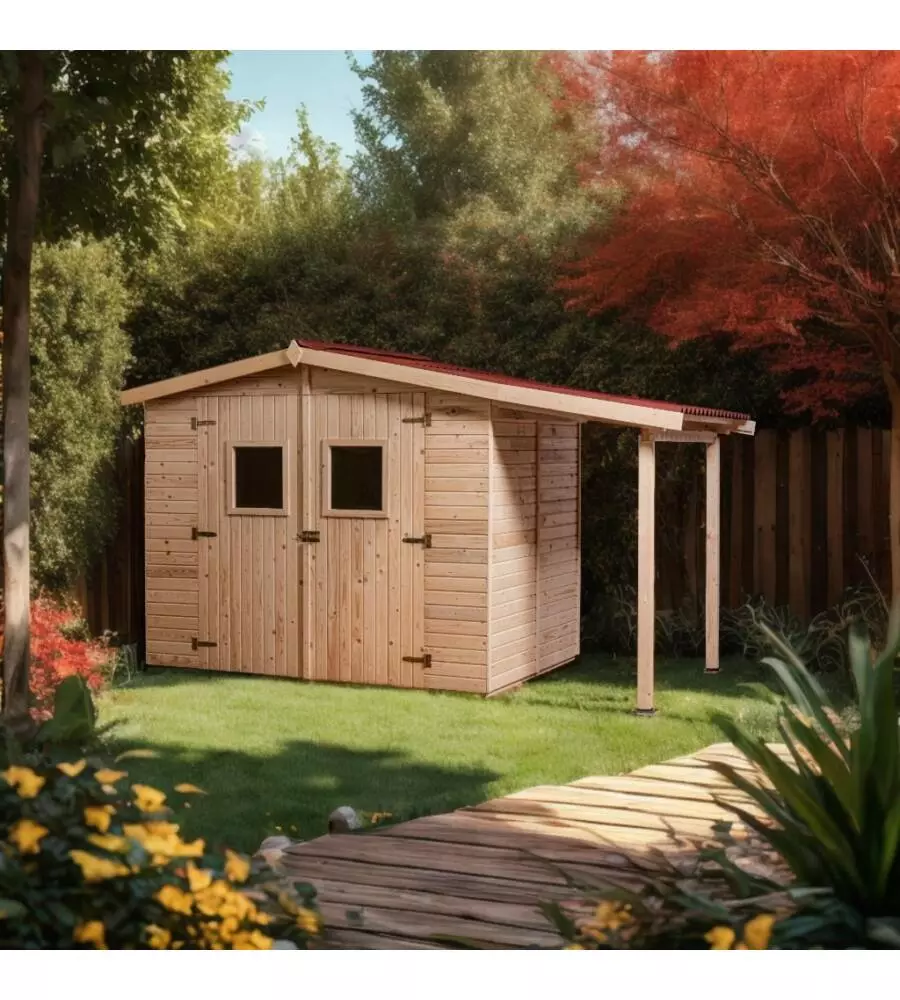 CASETTA IN LEGNO DA GIARDINO HABRITA "EDEN" IN ABETE ROSSO MASSICCIO 370X187X210 CM