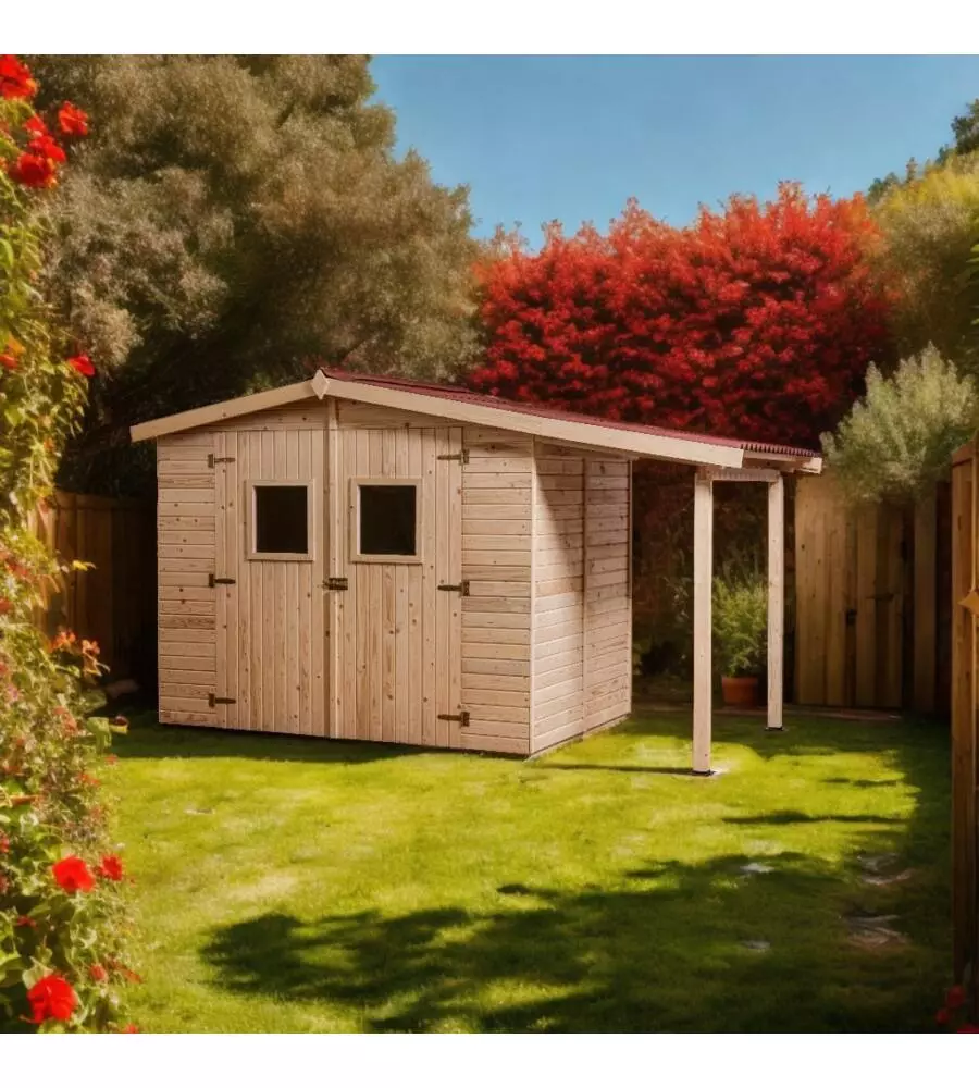 CASETTA IN LEGNO DA GIARDINO HABRITA "EDEN" IN ABETE ROSSO MASSICCIO 370X187X210 CM