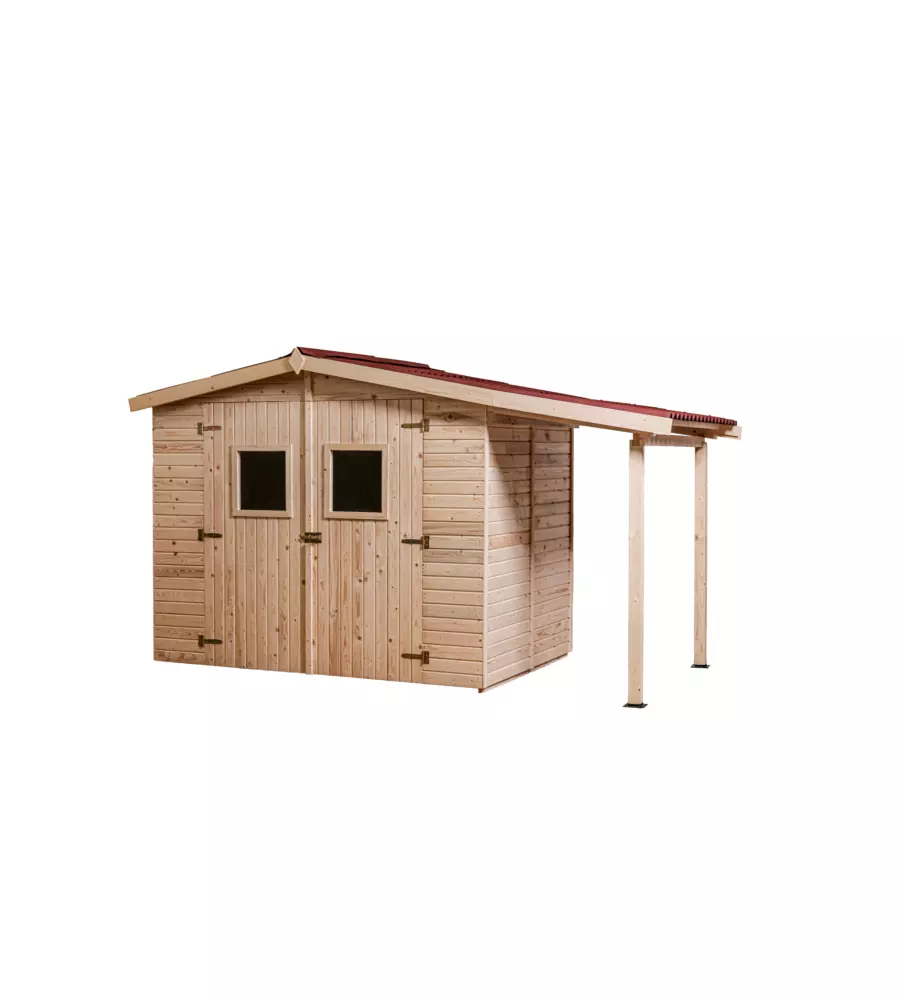 CASETTA IN LEGNO DA GIARDINO HABRITA "EDEN" IN ABETE ROSSO MASSICCIO 370X187X210 CM