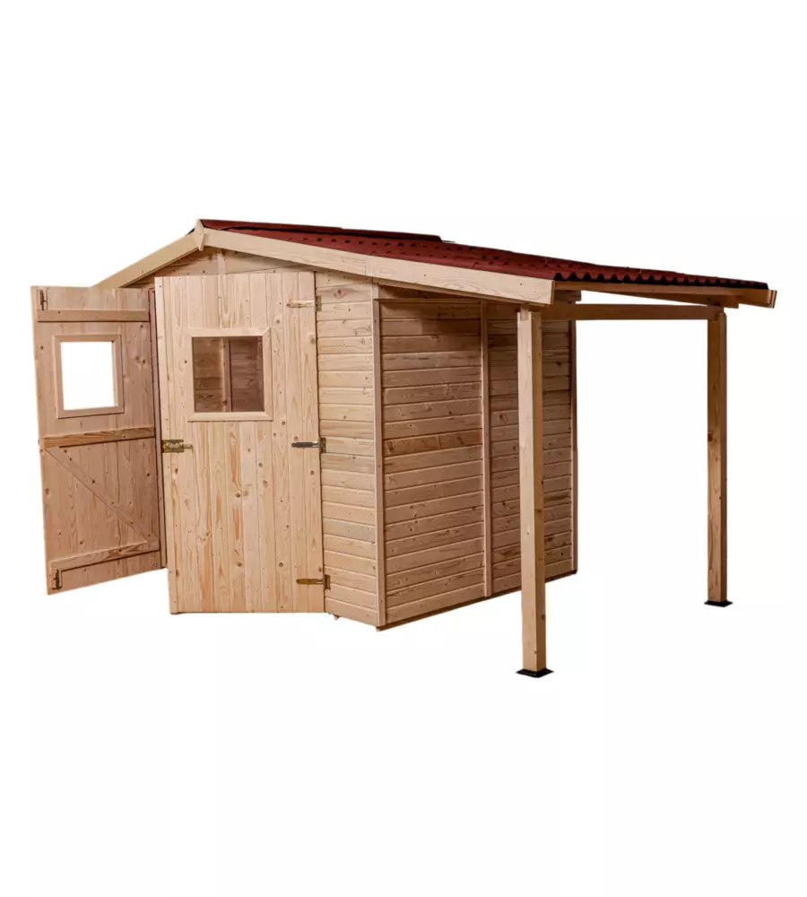 CASETTA IN LEGNO DA GIARDINO HABRITA "EDEN" IN ABETE ROSSO MASSICCIO 370X187X210 CM