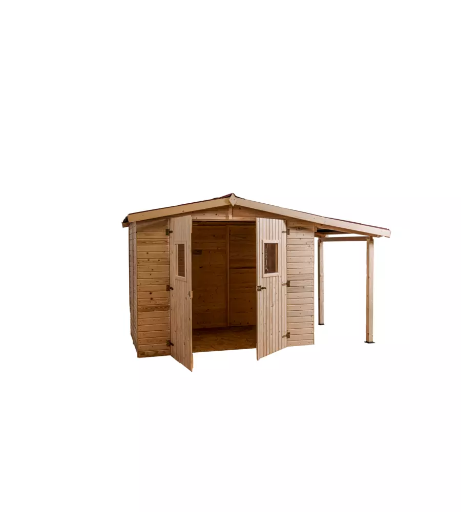 CASETTA IN LEGNO DA GIARDINO HABRITA "EDEN" IN ABETE ROSSO MASSICCIO 370X187X210 CM