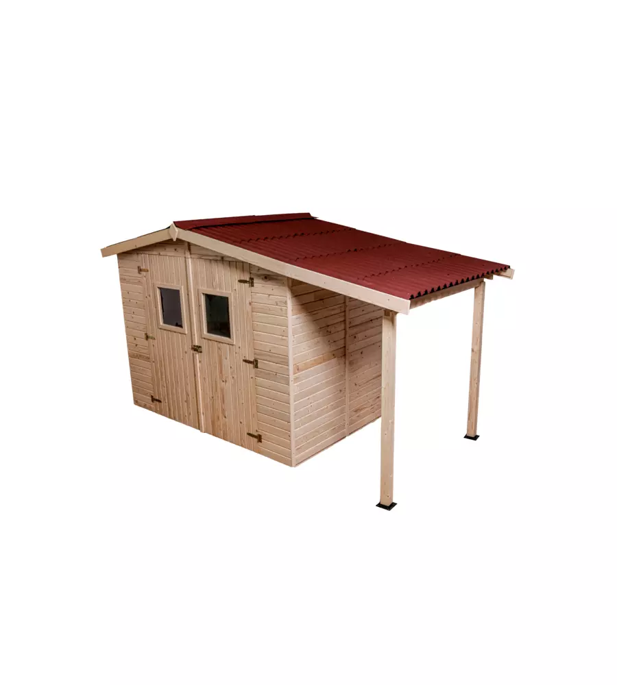 CASETTA IN LEGNO DA GIARDINO HABRITA "EDEN" IN ABETE ROSSO MASSICCIO 370X187X210 CM