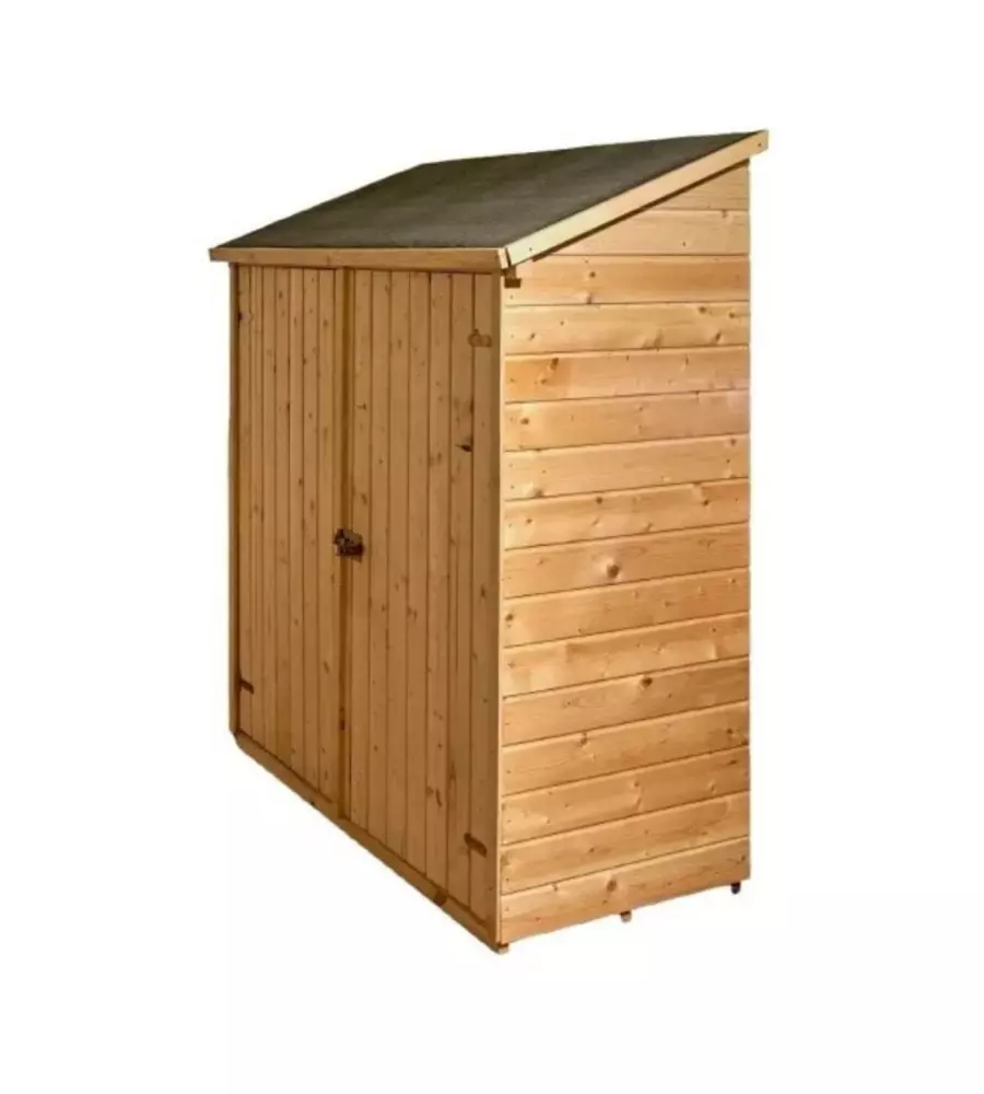 CASETTA IN LEGNO ADDOSSATA HABRITA "EDEN" IN ABETE ROSSO MASSICCIO 175X72X174 CM