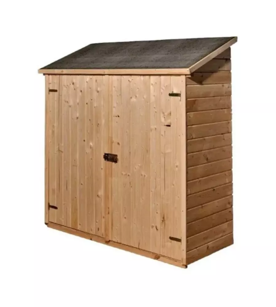 CASETTA IN LEGNO ADDOSSATA HABRITA "EDEN" IN ABETE ROSSO MASSICCIO 175X72X174 CM