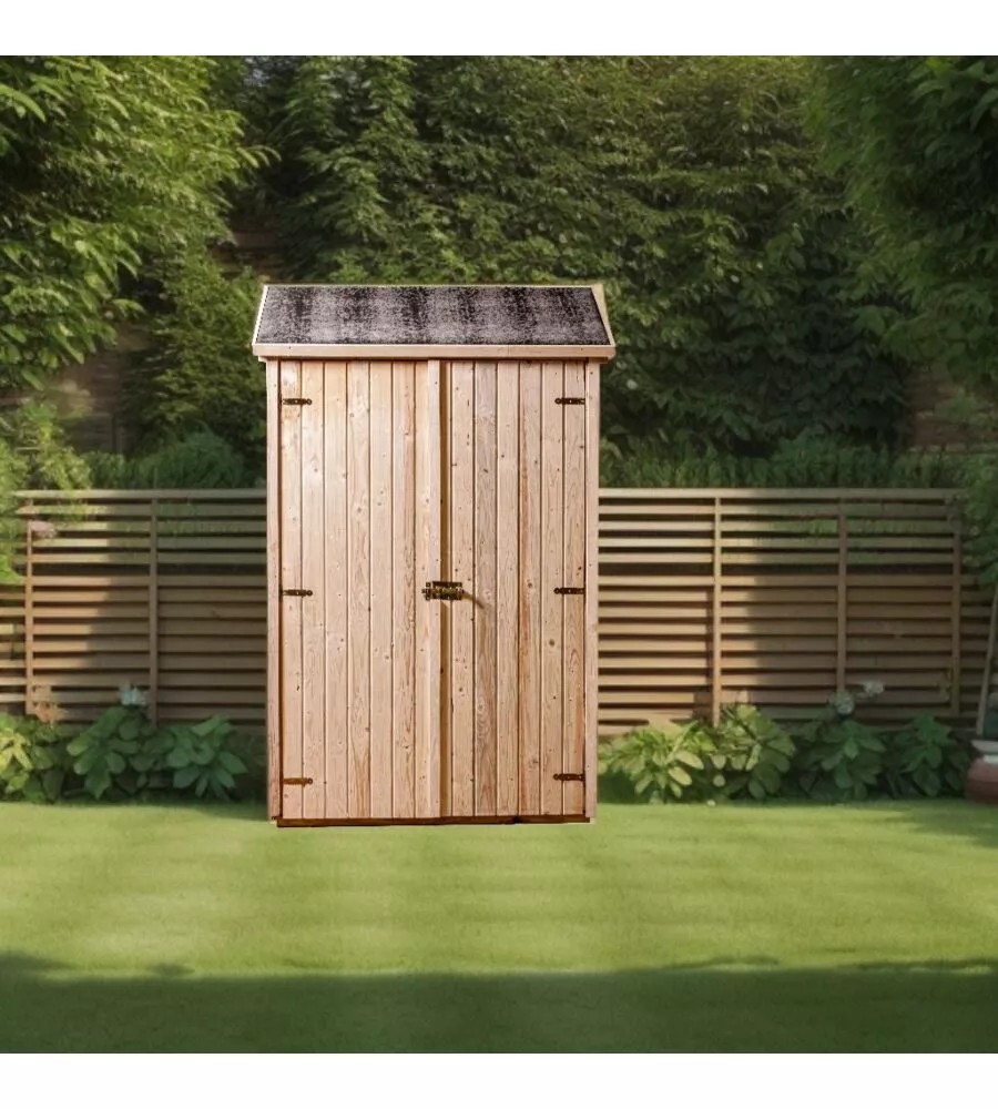 CASETTA IN LEGNO DA GIARDINO HABRITA "EDEN" IN ABETE ROSSO MASSICCIO E 3 RIPIANI 132X65X206 CM