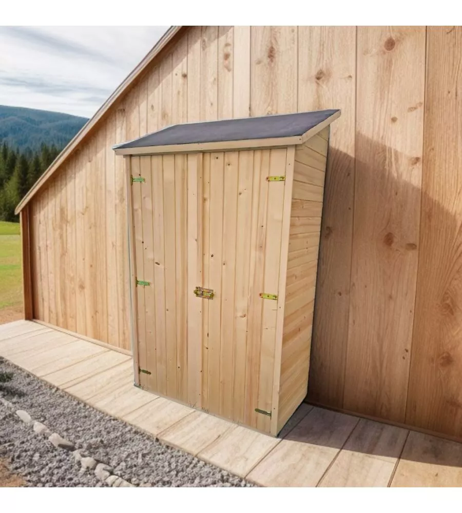 CASETTA IN LEGNO DA GIARDINO HABRITA "EDEN" IN ABETE ROSSO MASSICCIO E 3 RIPIANI 132X65X206 CM