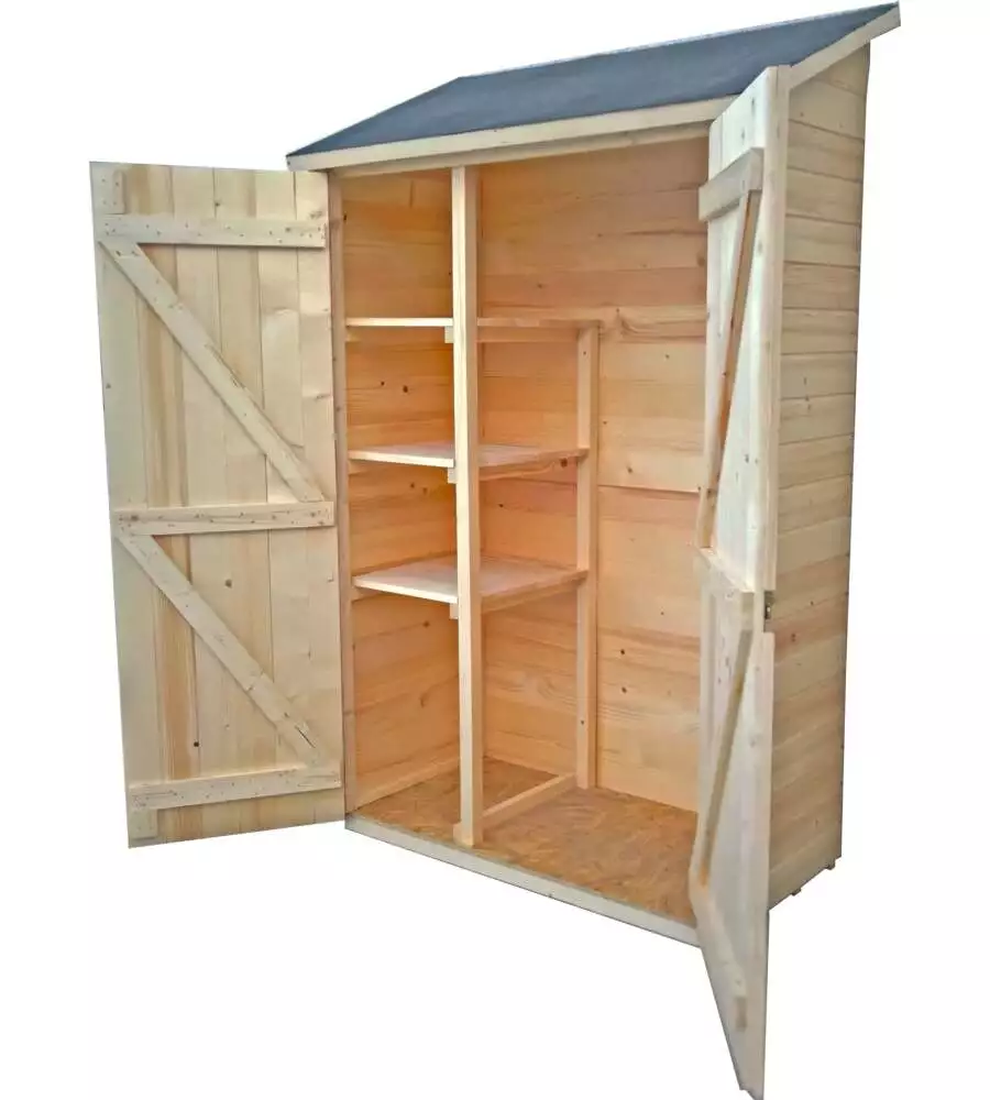 CASETTA IN LEGNO DA GIARDINO HABRITA "EDEN" IN ABETE ROSSO MASSICCIO E 3 RIPIANI 132X65X206 CM