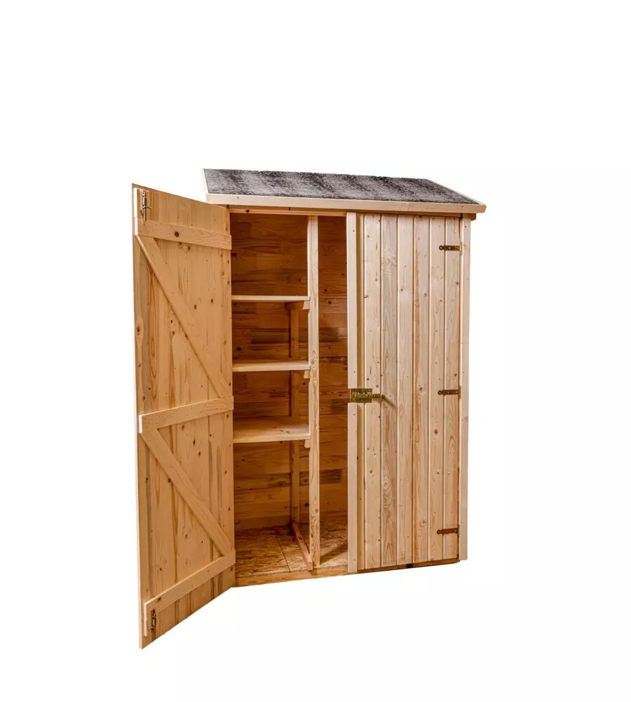 CASETTA IN LEGNO DA GIARDINO HABRITA "EDEN" IN ABETE ROSSO MASSICCIO E 3 RIPIANI 132X65X206 CM