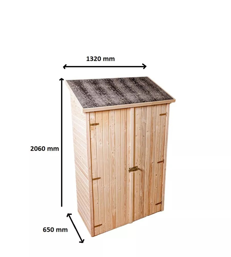 CASETTA IN LEGNO DA GIARDINO HABRITA "EDEN" IN ABETE ROSSO MASSICCIO E 3 RIPIANI 132X65X206 CM