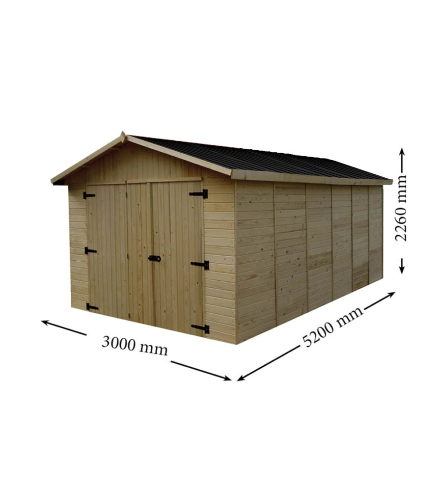 GARAGE IN LEGNO HABRITA "ED 2848 N" IN ABETE 300X520X226 CM