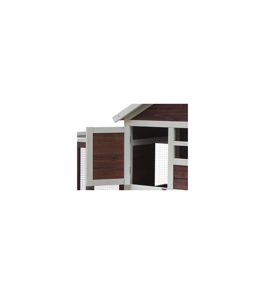 POLLAIO PER GALLINE IN LEGNO HABRITA "PO 1206" ROSSO SCURO E BIANCO 122X63X92 CM