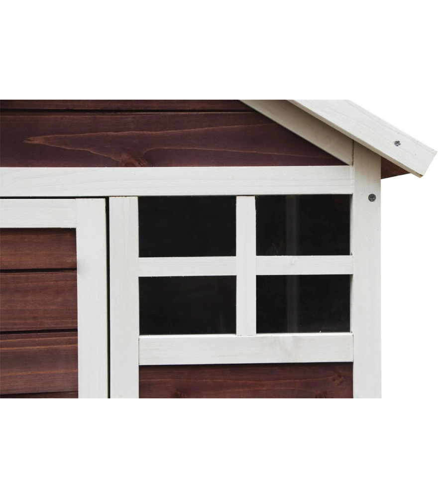POLLAIO PER GALLINE IN LEGNO HABRITA "PO 1206" ROSSO SCURO E BIANCO 122X63X92 CM