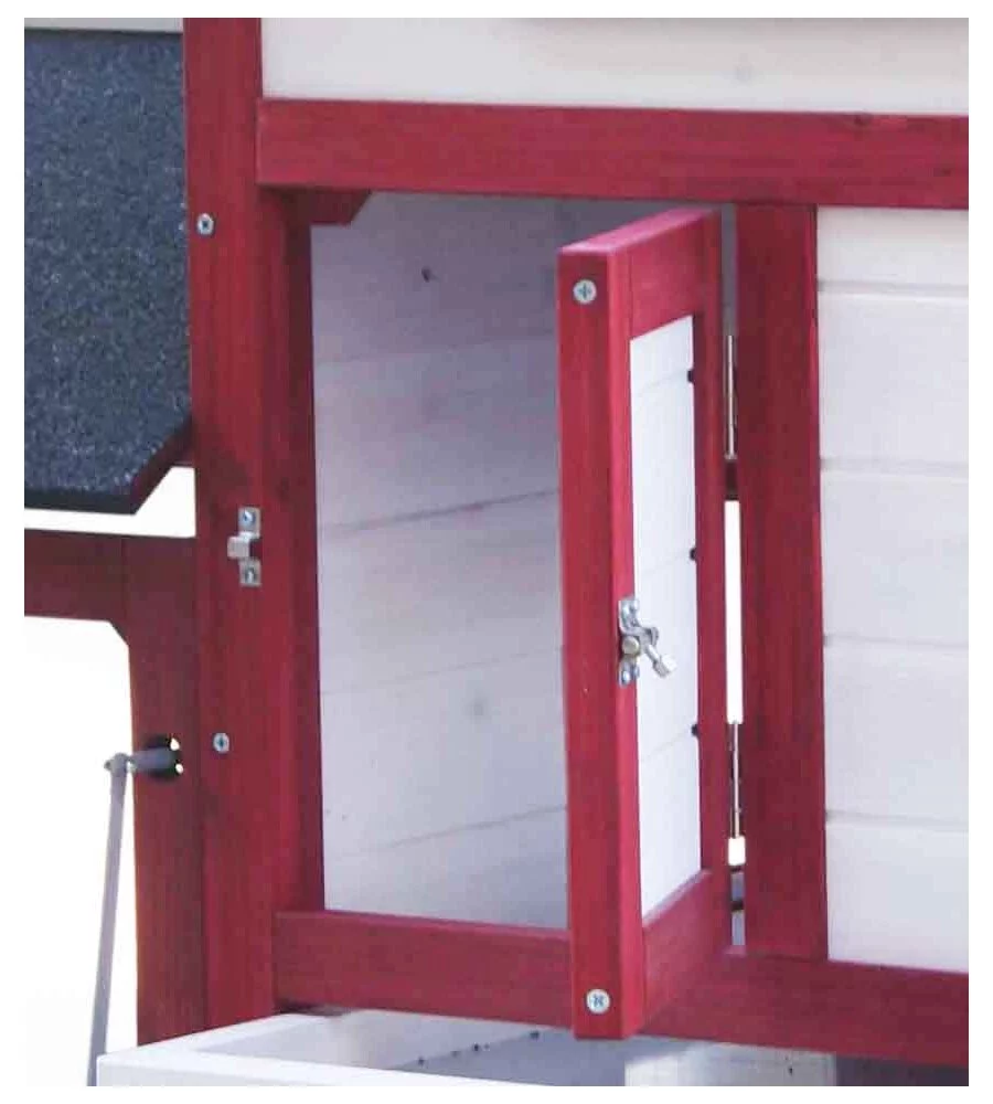 CASETTA POLLAIO PER GALLINE IN LEGNO HABRITA "PO 1562" ROSSO E BIANCO 152X62X92 CM