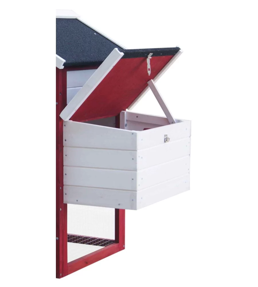 CASETTA POLLAIO PER GALLINE IN LEGNO HABRITA "PO 1562" ROSSO E BIANCO 152X62X92 CM