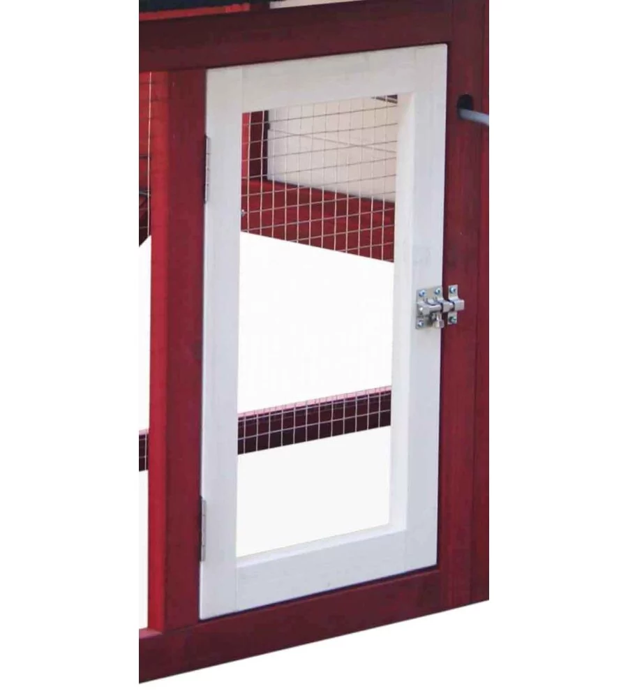 CASETTA POLLAIO PER GALLINE IN LEGNO HABRITA "PO 1562" ROSSO E BIANCO 152X62X92 CM