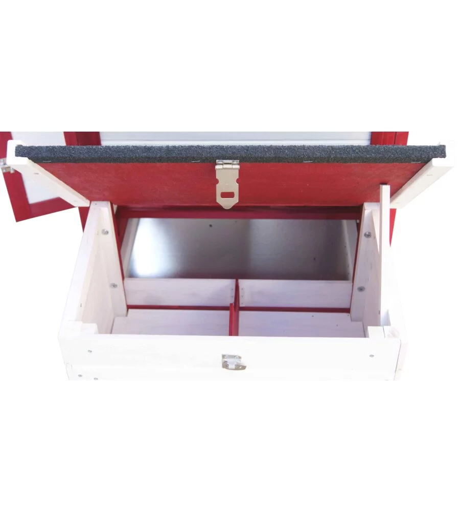 CASETTA POLLAIO PER GALLINE IN LEGNO HABRITA "PO 1562" ROSSO E BIANCO 152X62X92 CM