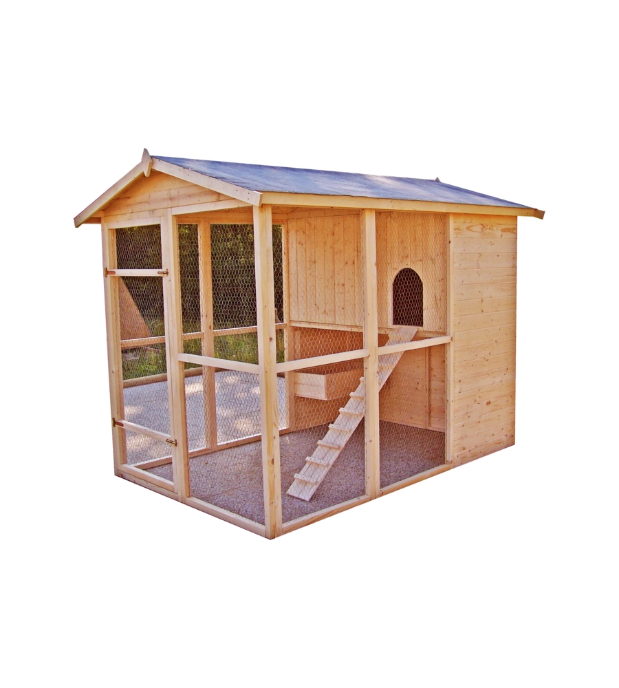 CASETTA POLLAIO PER GALLINE IN LEGNO HABRITA "PO 1624" 175X268X204 CM