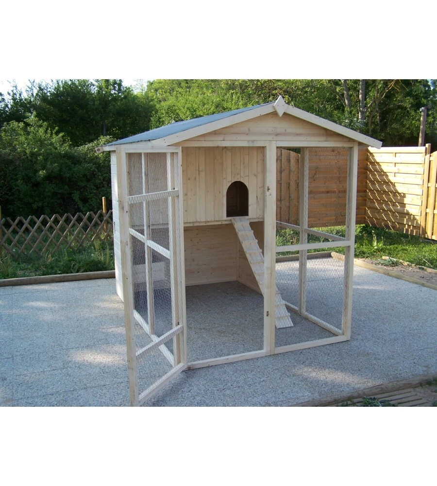 CASETTA POLLAIO PER GALLINE IN LEGNO HABRITA "PO 1624" 175X268X204 CM