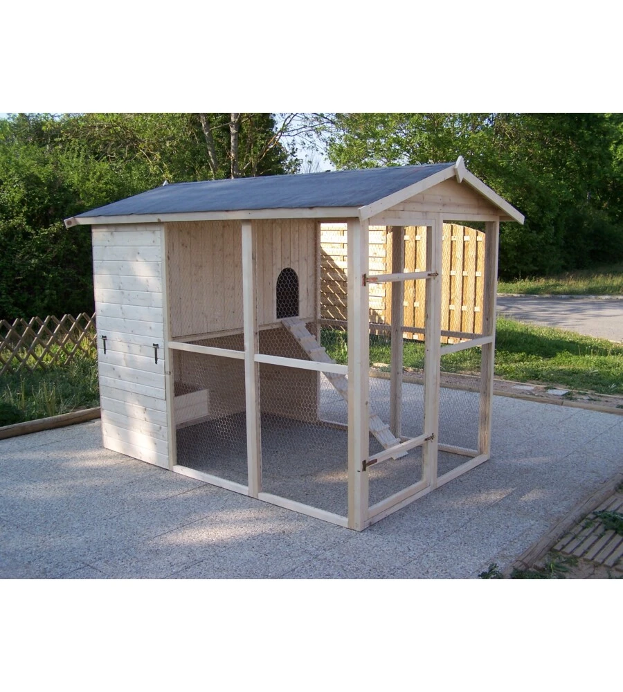 CASETTA POLLAIO PER GALLINE IN LEGNO HABRITA "PO 1624" 175X268X204 CM