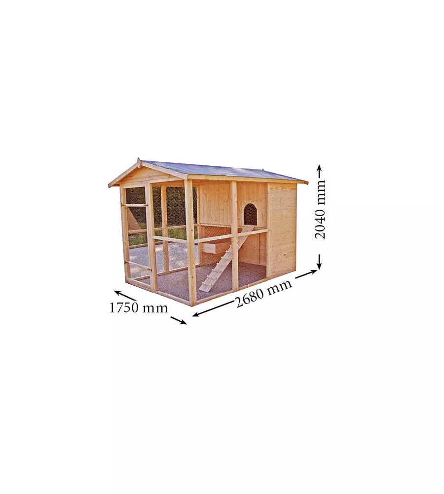 CASETTA POLLAIO PER GALLINE IN LEGNO HABRITA "PO 1624" 175X268X204 CM