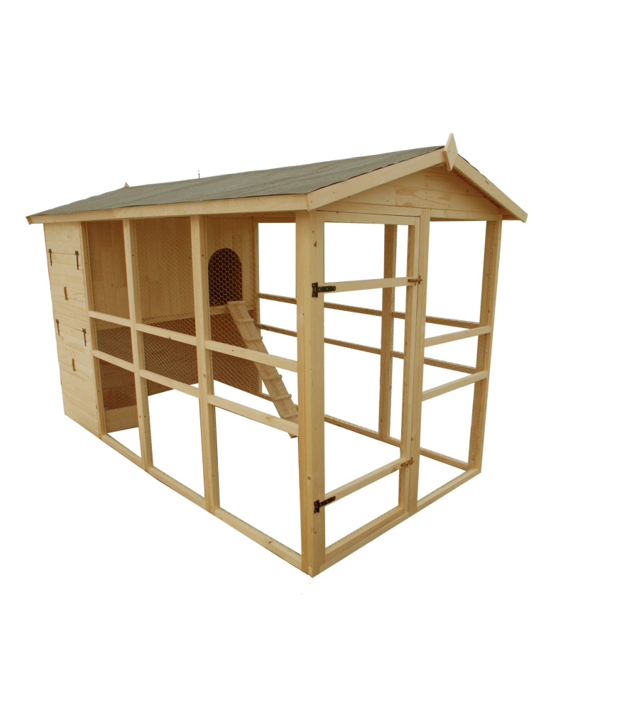 CASETTA POLLAIO PER GALLINE IN LEGNO "PO 1632" 175X348X204 CM