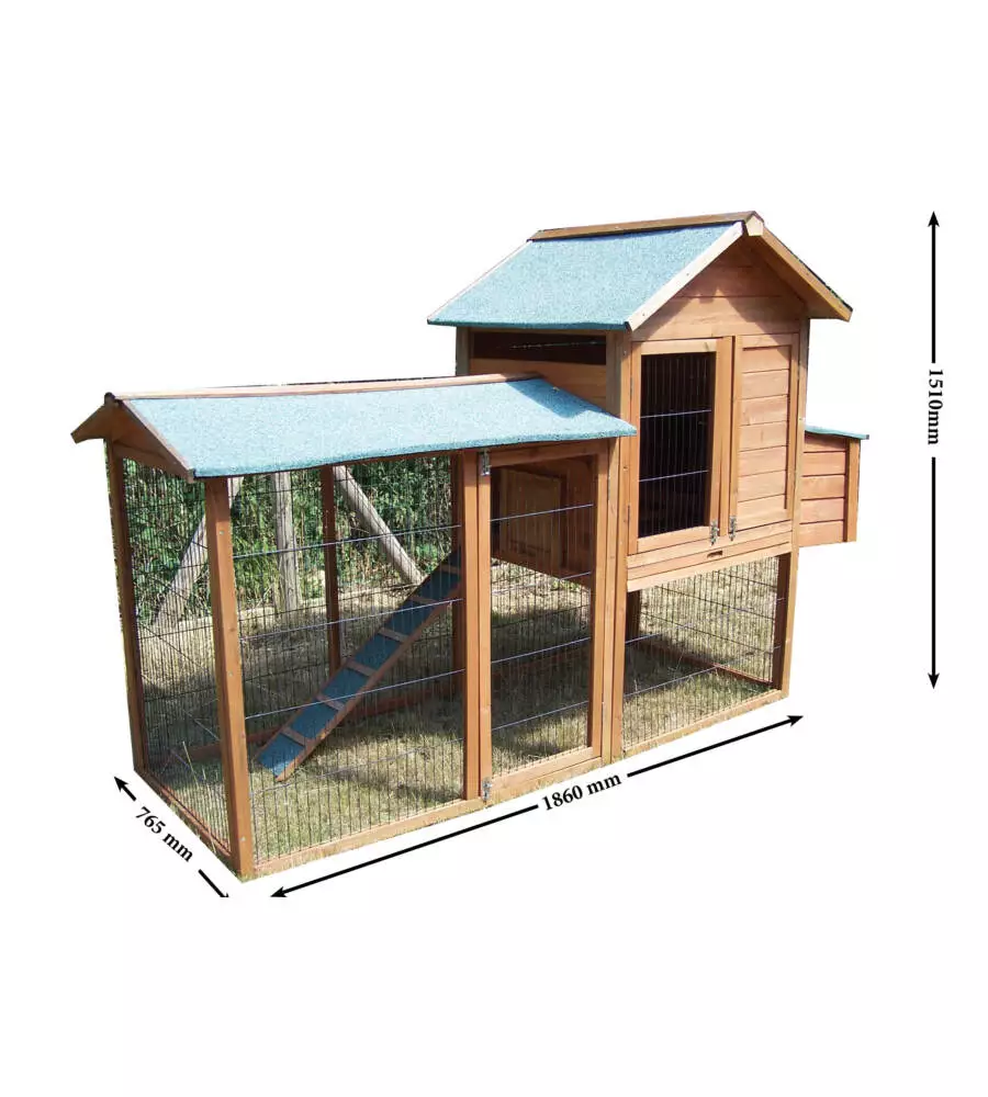 CASETTA POLLAIO PER GALLINE HABRITA "PO 2309" IN LEGNO 227X94X151 CM