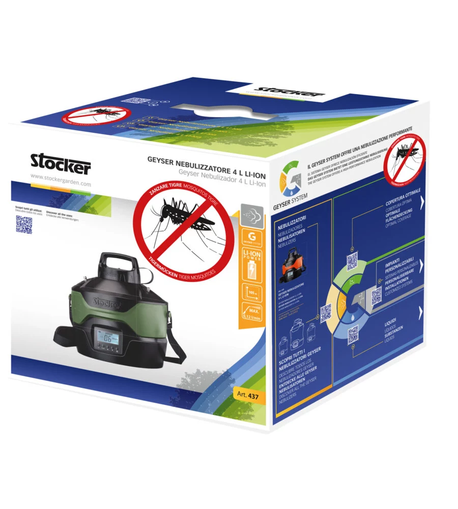 GEYSER NEBULIZZATORE ANTIZANZARE A BATTERIA STOCKER 4L 5 BAR 12V 2,5AH