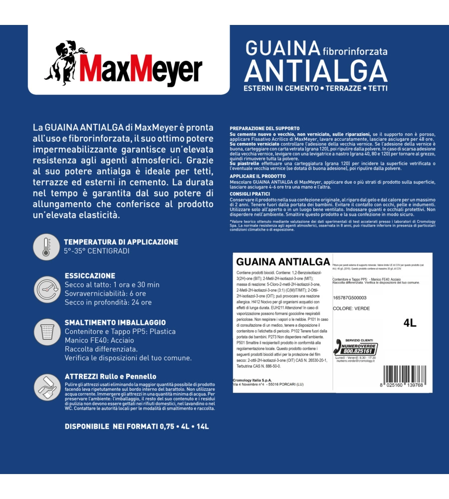PITTURA GUAINA ANTIALGA PLUS MAX MEYER VERDE 4 LT