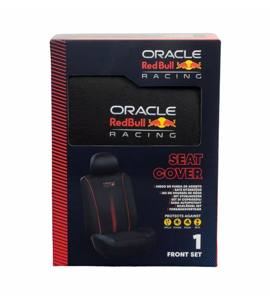 SET COPRISEDILE AUTO REDBULL "POWERBAR" NERO E ROSSO 3 PEZZI