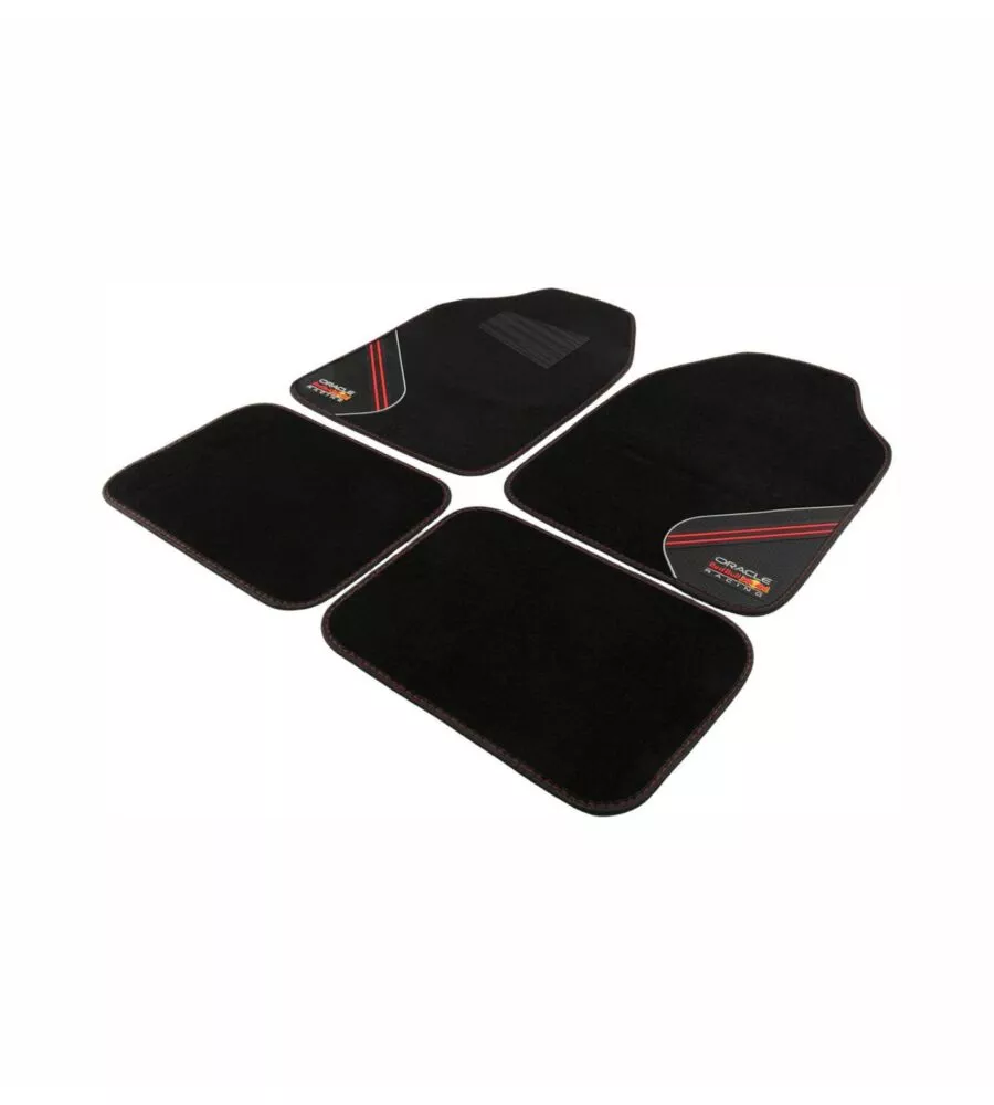 SET TAPPETI AUTO REDBULL "RACING" NERO E ROSSO 4 PEZZI