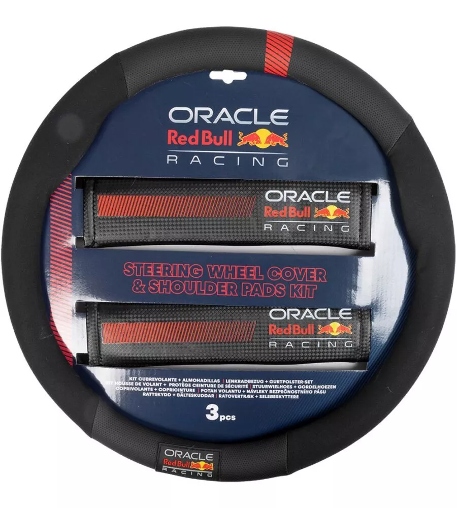 KIT COPRIVOLANTE E PASSACINTURA REDBULL " POWERBAR"  NERO E ROSSO