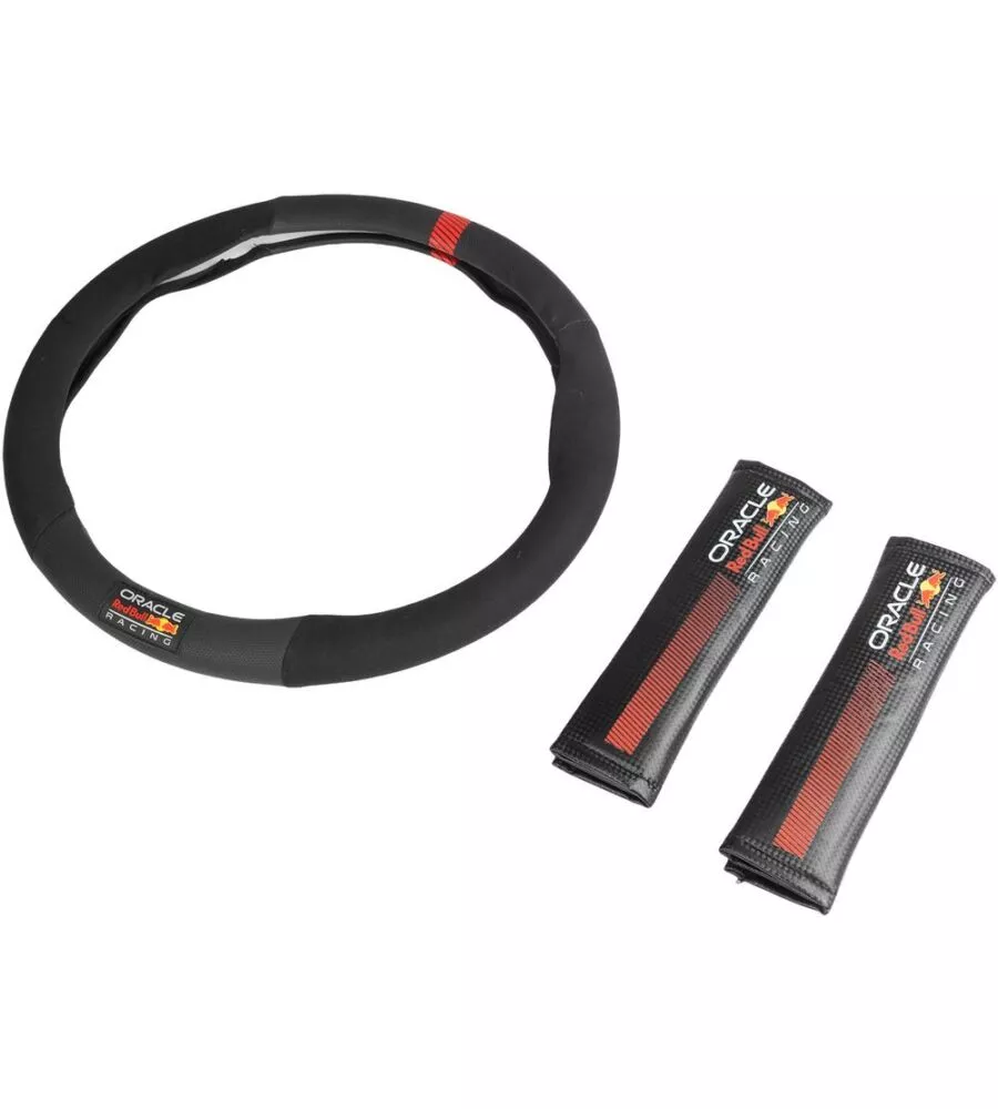 KIT COPRIVOLANTE E PASSACINTURA REDBULL " POWERBAR"  NERO E ROSSO