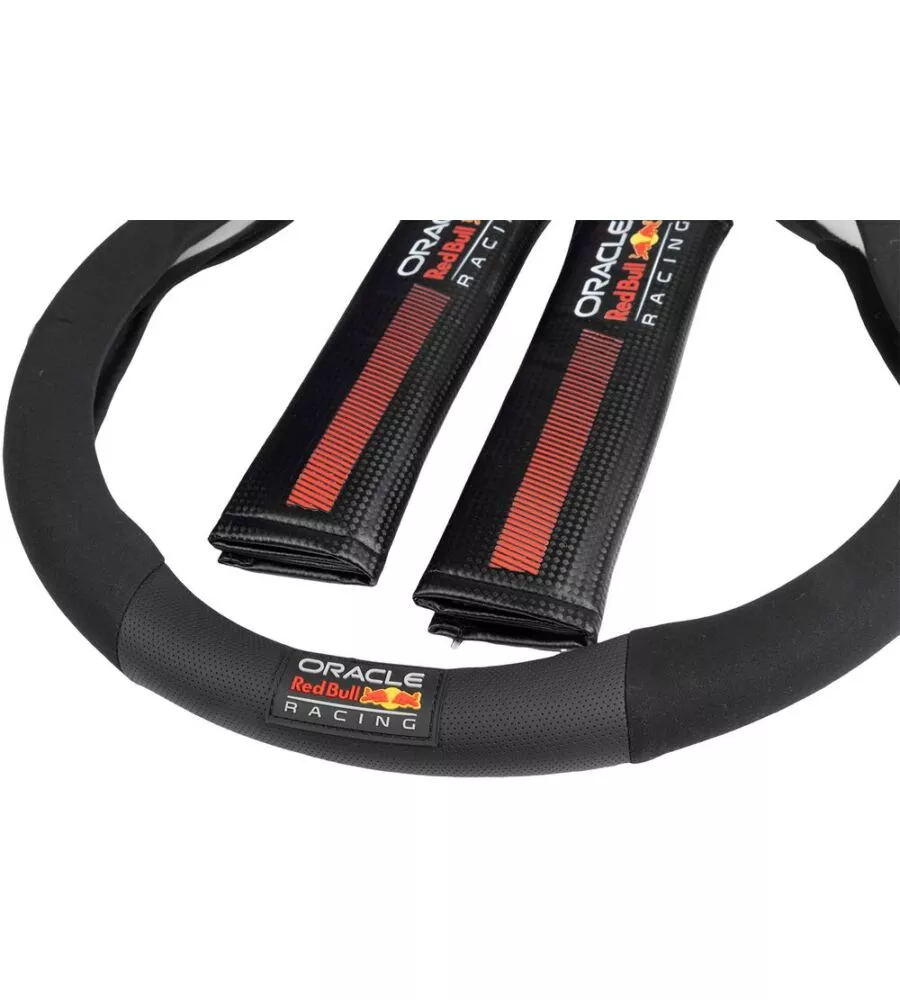 KIT COPRIVOLANTE E PASSACINTURA REDBULL " POWERBAR"  NERO E ROSSO