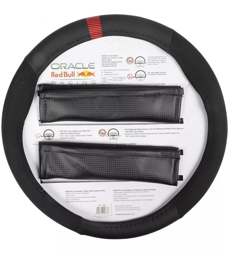 KIT COPRIVOLANTE E PASSACINTURA REDBULL " POWERBAR"  NERO E ROSSO