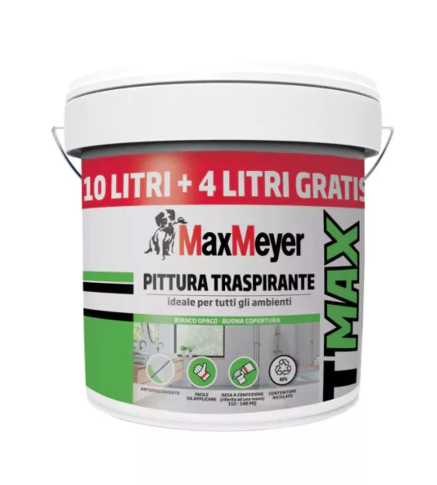 PITTURA MURALE TRASPIRANTE MAX MEYER "T-MAX" BIANCO 14 LT