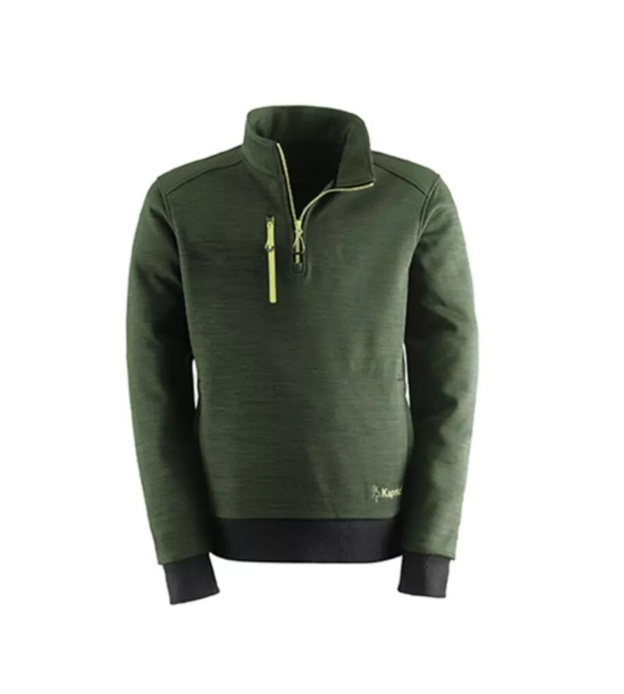 FELPA DA LAVORO KAPRIOL "SLICK" CON MEZZA ZIP VERDE TG XL