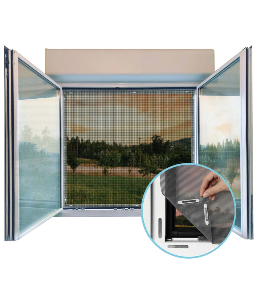 ZANZARIERA PER FINESTRA "FANTASY" NERA CON MAGNETI EASY CLICK 130X150 CM